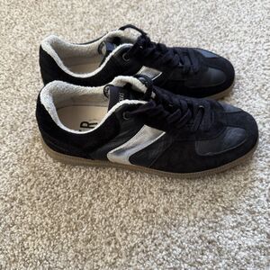 Verbenas Women’s Black Silver Leather Suede Gum Sole Sneakers Spain SZ 39 US 8